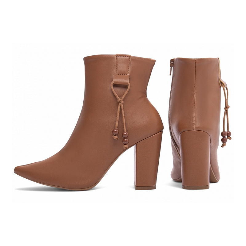 Bota Feminina Cano Curto Salto Alto Bico Fino Sintético