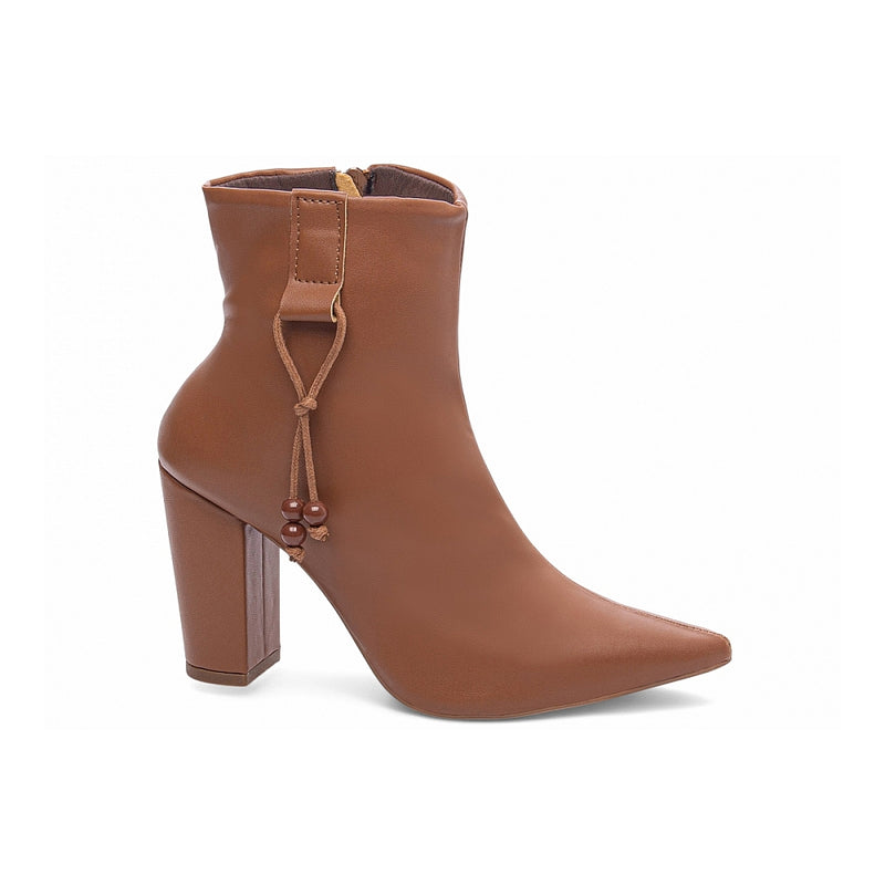 Bota Feminina Cano Curto Salto Alto Bico Fino Sintético