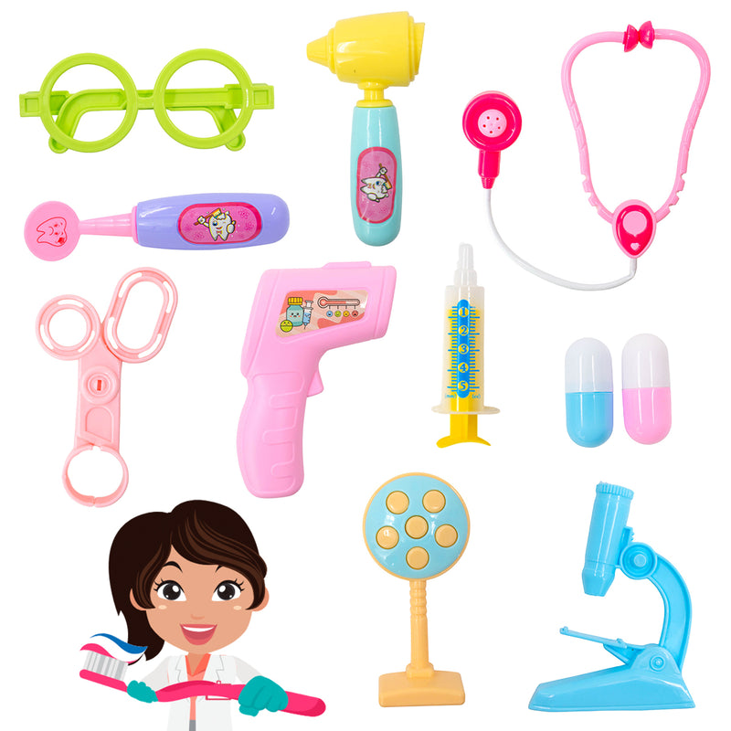 Kit Dentista Mini Doutor Medica Infantil Educativo 12 Peças